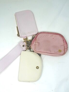 Lululemon Athletica Pink Dual Pouch Wristlet + Everywhere Belt Bag Nano